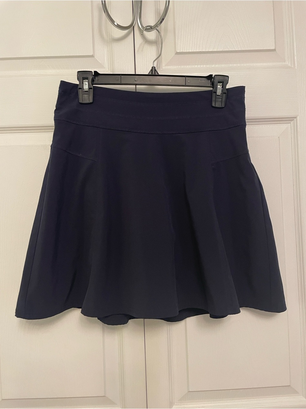 ATHLETA Navy Blue Athletic Casual Skorts Skirt Skater Like Flare Size 4 Side Zip